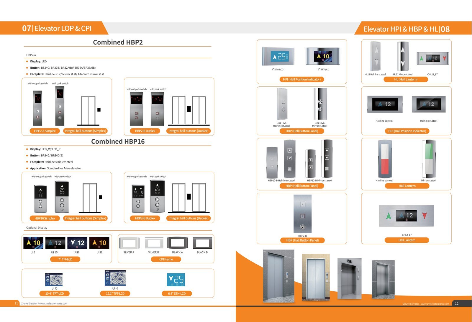 Elevator LOP hall outside panel combined HBP